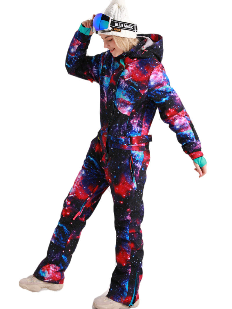 Bluemagic Womens Snow Onepiece Snowsuits Jumpsuits Galaxy / XL(height 175cm 70kg)